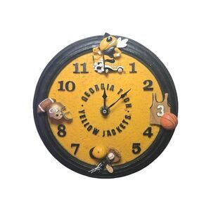 Georgia Tech Yellow Jackets Wall Clock 3D Buzz Mascot Sports Decor